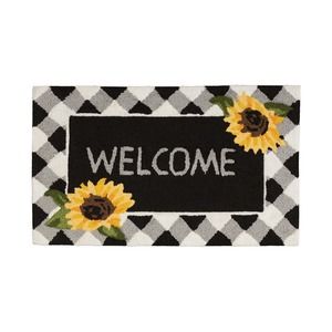 $40 Nourison "Welcome" Sunflower Hand Hooked Accent Rug Door Mat 18" x30" Decor